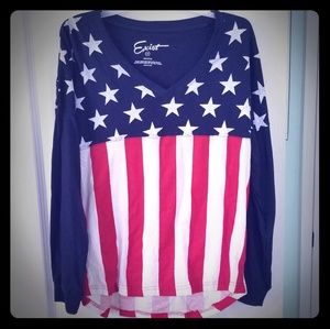 NWT Merica V neck long sleeve tee, Sz M
